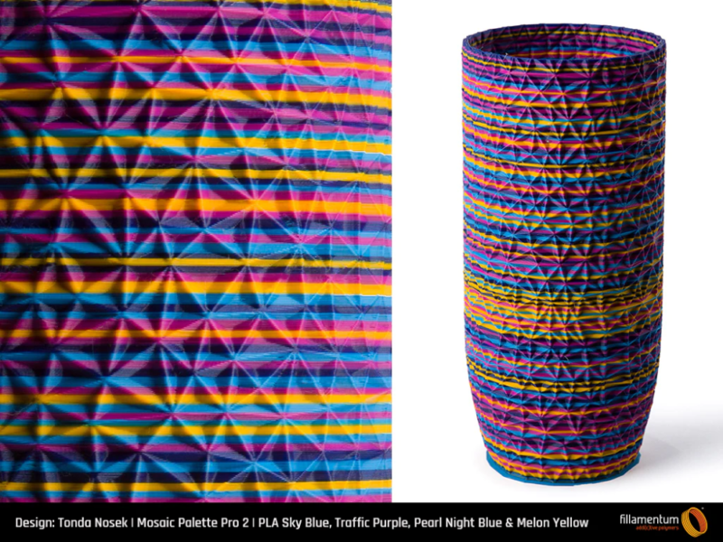 PLA_Extrafill_Sky_Blue_Traffic_Purple_Pearl_Night_Blue_Melon_Yellow_Polygon_Vase-Portugal-Espana-Evolt-Impressao-3D