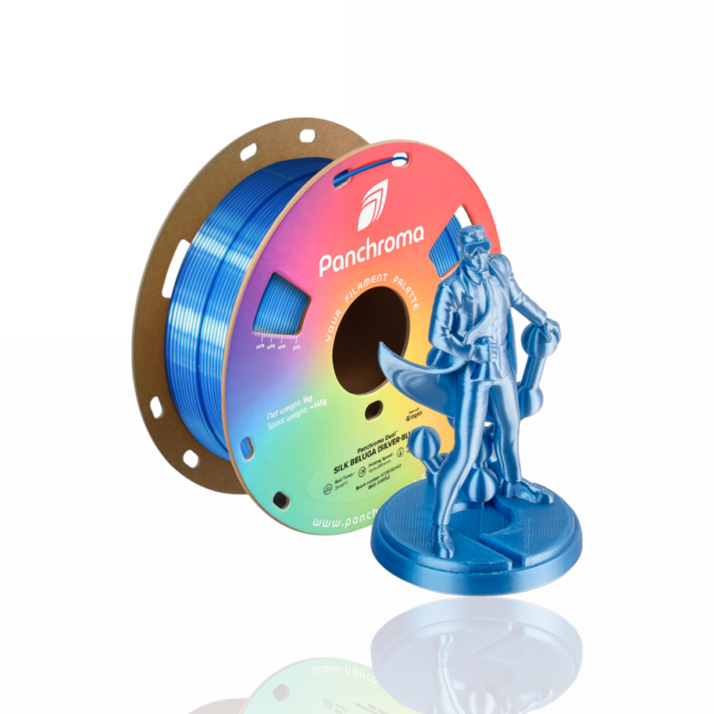 Panchroma™ PLA Dual Silk 1kg Beluga (Silver-Blue) - Polymaker - Image 3